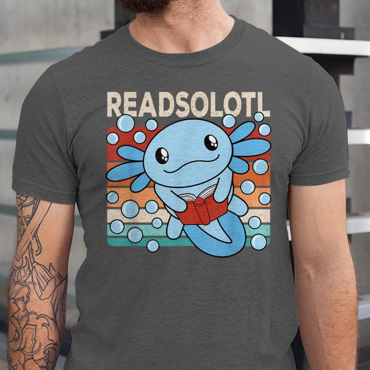 Readsolotl Blue Kawaii Axolotl Book Lover Reading Retro Unisex Jersey T-Shirt Readsolotl Blue Kawaii Axolotl Book Lover Reading Retro Unisex Jersey T-Shirt