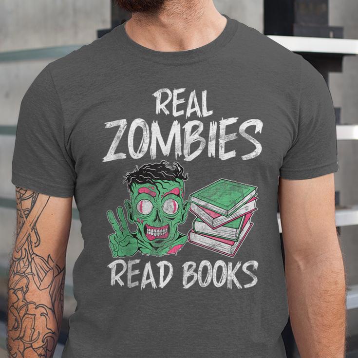 Real Zombies Read Books Zombie Unisex Jersey T-Shirt Real Zombies Read Books Zombie Unisex Jersey T-Shirt