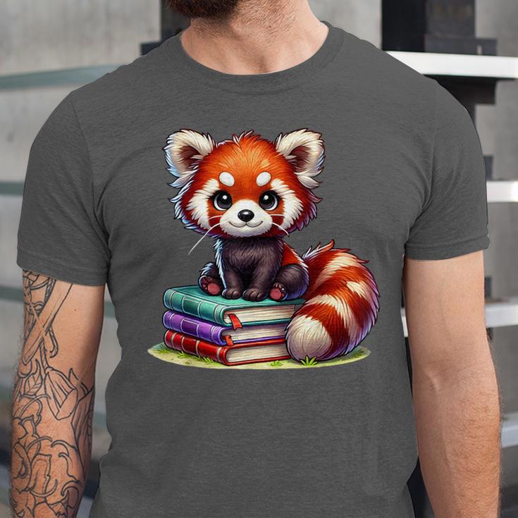 Red Panda Books Lover Reading Bookworm Unisex Jersey T-Shirt