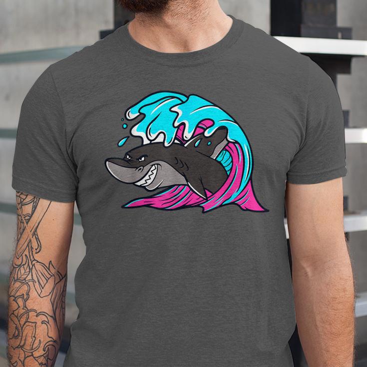 Retro 80s Shark Whale Diving Nostalgia Shark Party Unisex Jersey T-Shirt Retro 80s Shark Whale Diving Nostalgia Shark Party Unisex Jersey T-Shirt
