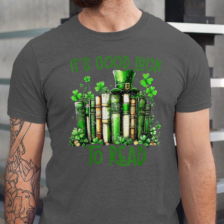 Retro Book Lucky Reading Teacher St Patrick's Day -Adults Small Cotton Blend Polyester Blend Short Sleeve Unisex Jersey T-Shirt