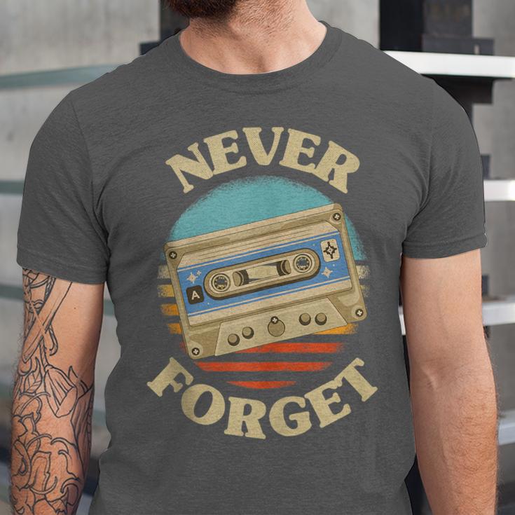 Retro Cassette Never Forget Nostalgia Vintage Unisex Jersey T-Shirt