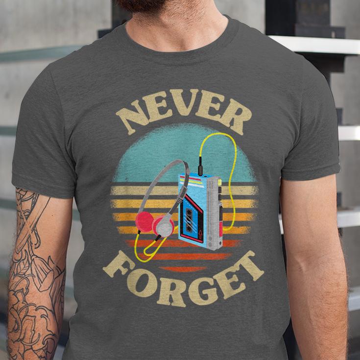 Retro Cassette Player Never Forget Nostalgia Vintage Unisex Jersey T-Shirt