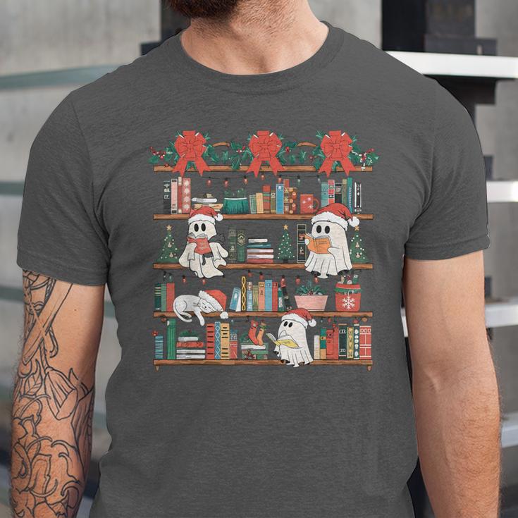 Retro Ghost Reading Book Teacher Librarian Bookish Christmas Unisex Jersey T-Shirt Retro Ghost Reading Book Teacher Librarian Bookish Christmas Unisex Jersey T-Shirt