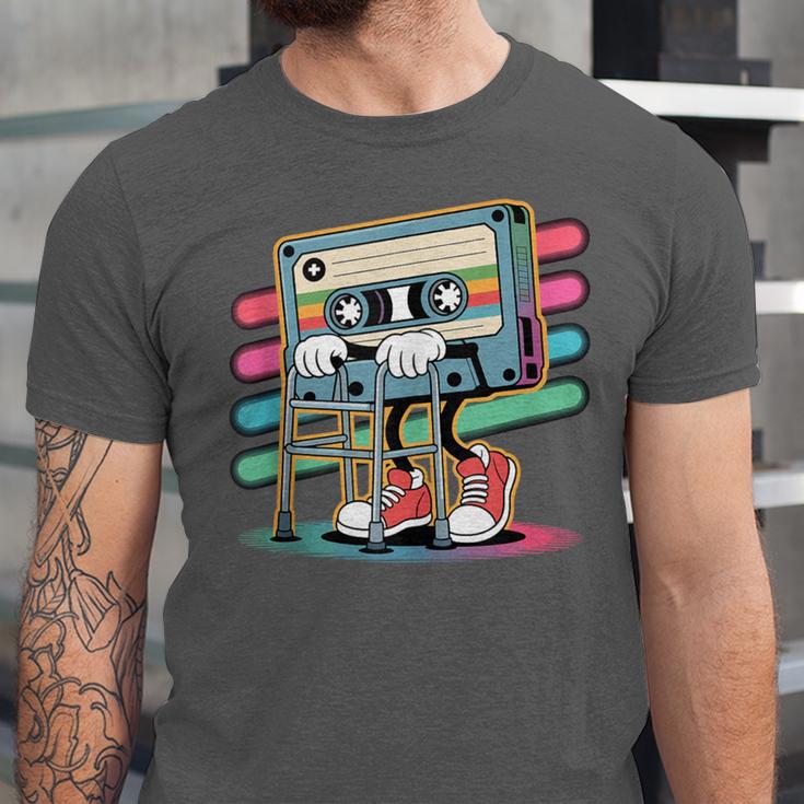 Retro Old Cassette Tape Cartoon With Walker Nostalgia Unisex Jersey T-Shirt