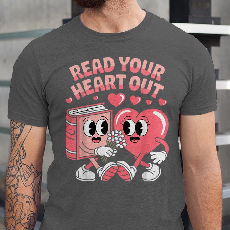 Retro Read Your Heart Out Valentine's Day Teacher Book Lover Unisex Jersey T-Shirt