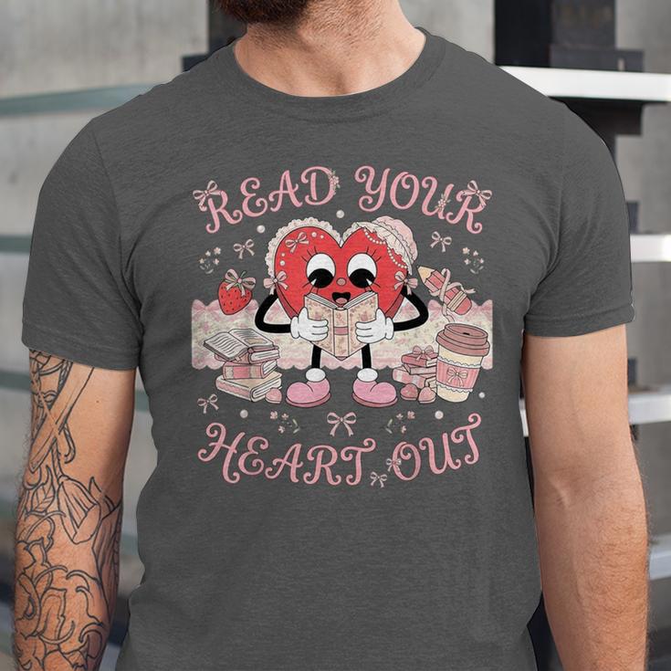 Retro Read Your Heart Out Valentine’s Day Teacher Book Lover Unisex Jersey T-Shirt
