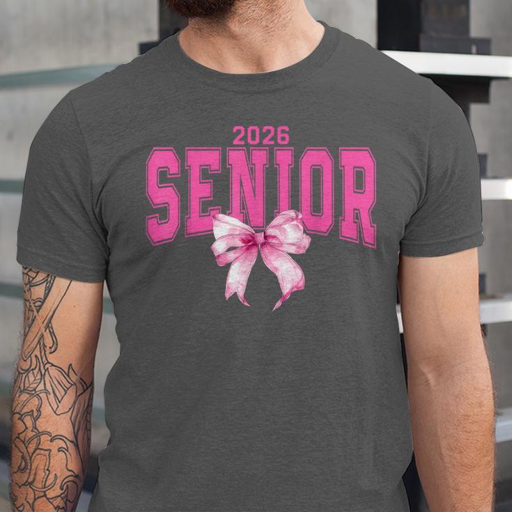 Retro Senior 2026 Class Of 2026 Coquette Pink Bow Graduation Unisex Jersey T-Shirt