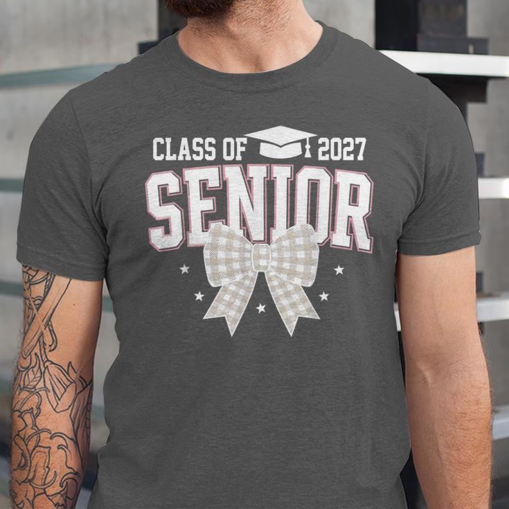 Retro Senior 2027 Girl Coquette Bow Class Of 2027 Graduation Unisex Jersey T-Shirt