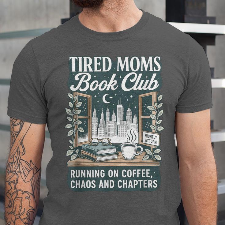 Retro Tired Moms Book Club Bookish Booktrovert Mother's Day Unisex Jersey T-Shirt