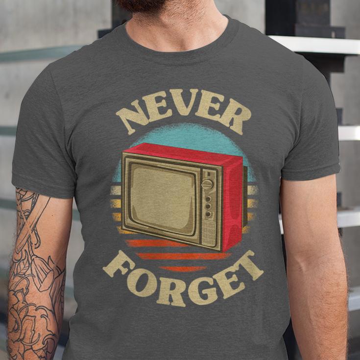 Retro TV Never Forget Nostalgia Vintage Unisex Jersey T-Shirt Retro TV Never Forget Nostalgia Vintage Unisex Jersey T-Shirt