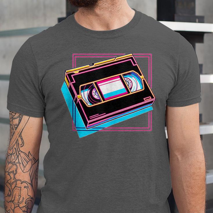 Retro VHS Vaporwave Video Cassette Nostalgia Geek Chic Unisex Jersey T-Shirt