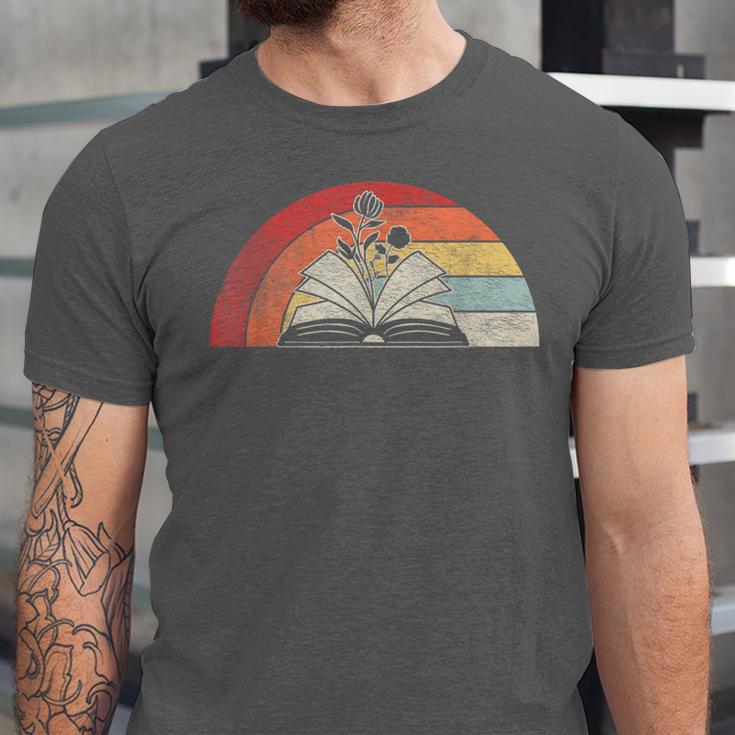 Retro Vintage Wildflowers Book Shirt Book Lover Unisex Jersey T-Shirt