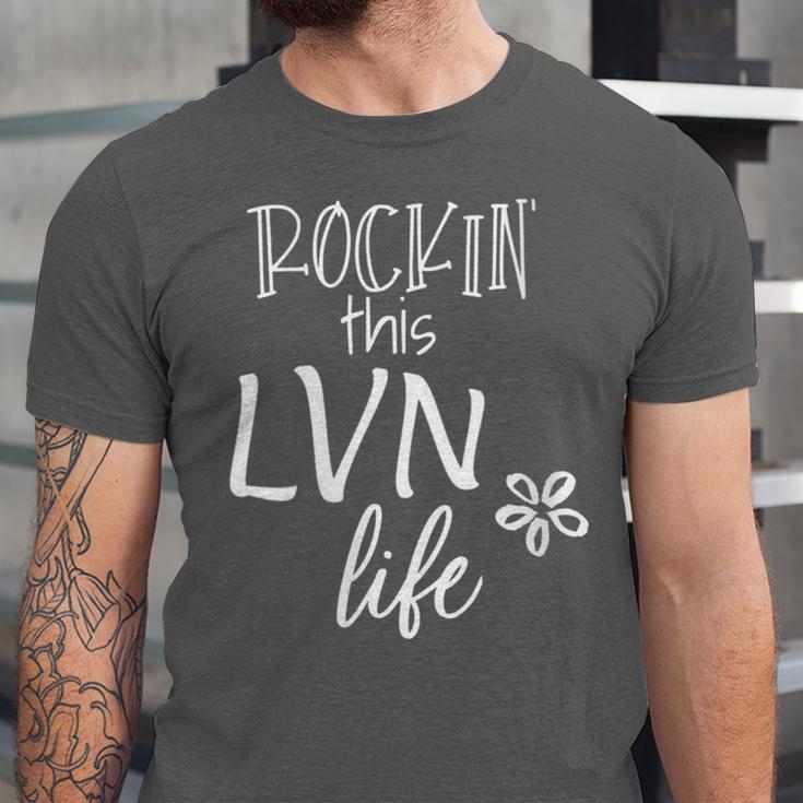 Rockin This Life Cute LVN Graphic For Nurse Graduation Unisex Jersey T-Shirt