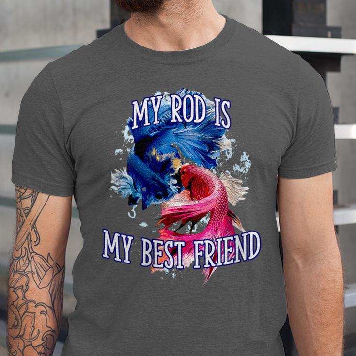 My Rod Is My Best Friend Introvert Fishing Antisocial Unisex Jersey T-Shirt