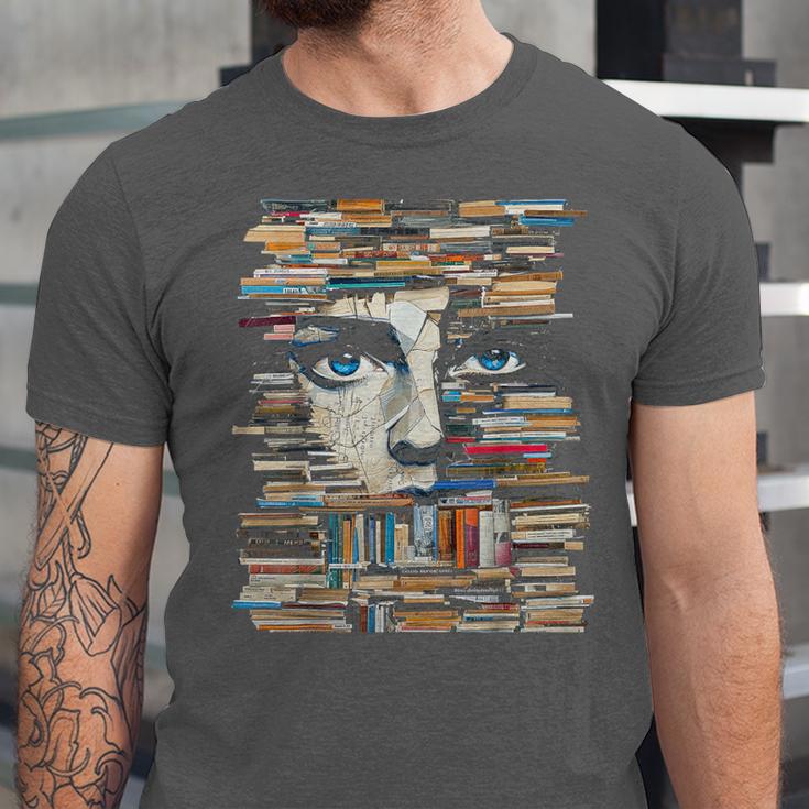 RtY Book Man Graphic Eyes Colorful Art Small Unisex Jersey T-Shirt