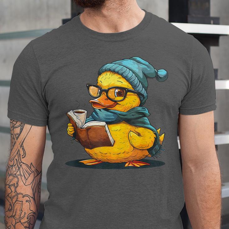 Rubber Duck Reading Book Rubber Duckie Reader Coffee Lover Unisex Jersey T-Shirt