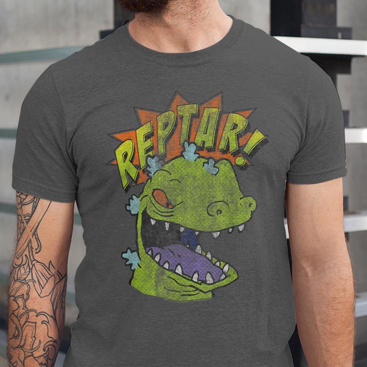 Rugrats Reptar Distressed Comic Book Style Cartoon Unisex Jersey T-Shirt