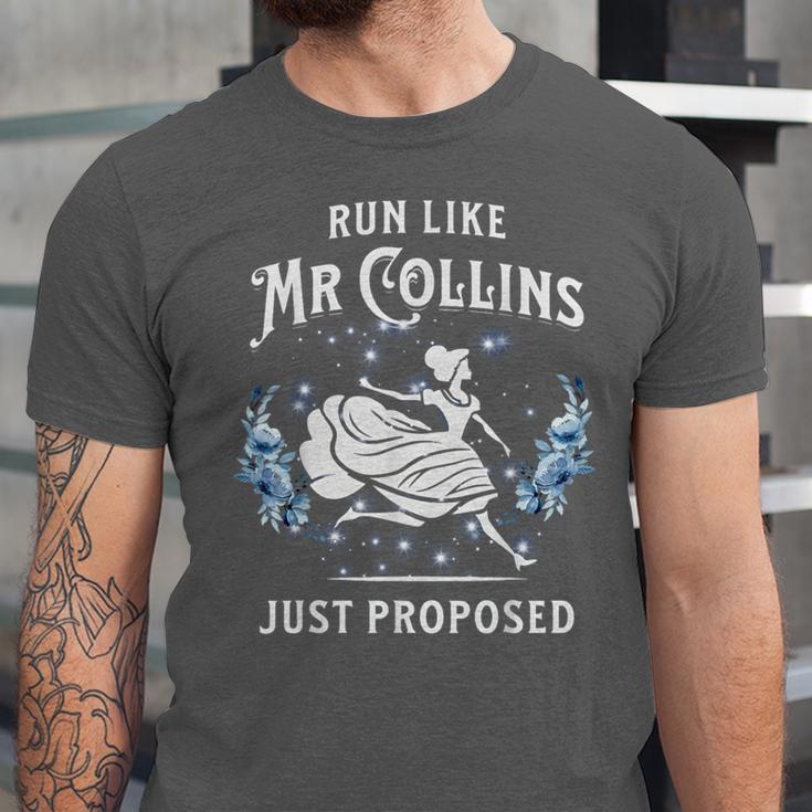 Run Like Mr Collins Just Proposed Books And Running Unisex Jersey T-Shirt