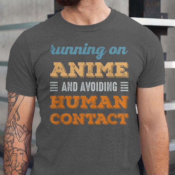 Running On Anime Social Introvert Humor Vintage Unisex Jersey T-Shirt Running On Anime Social Introvert Humor Vintage Unisex Jersey T-Shirt