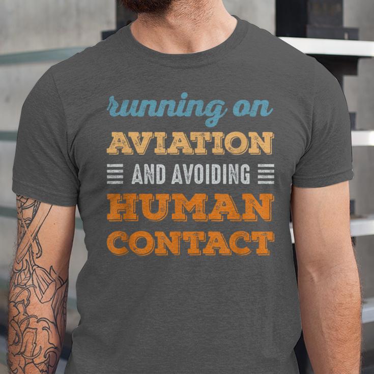 Running On Aviation Social Introvert Humor Vintage Unisex Jersey T-Shirt