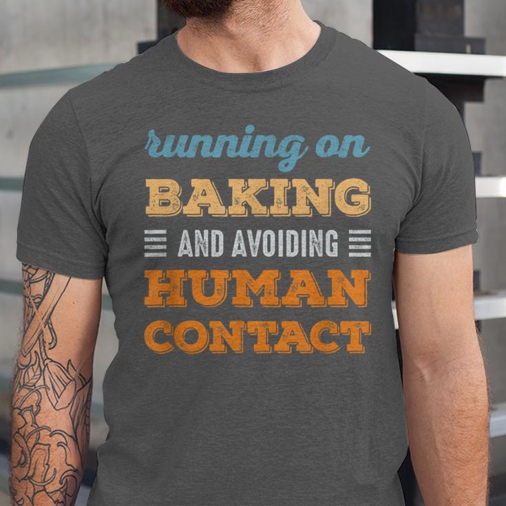 Running On Baking Social Introvert Humor Vintage Unisex Jersey T-Shirt