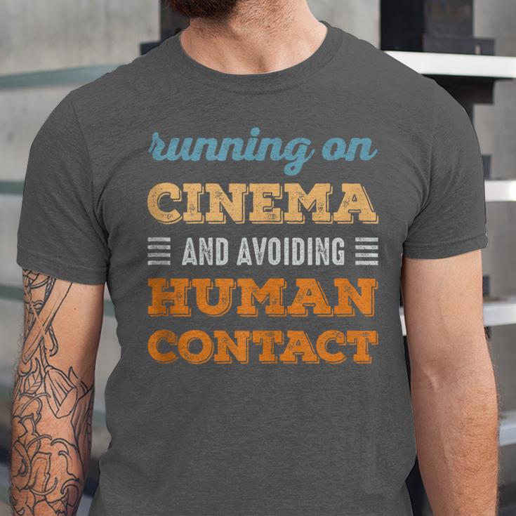 Running On Cinema Social Introvert Humor Vintage Unisex Jersey T-Shirt