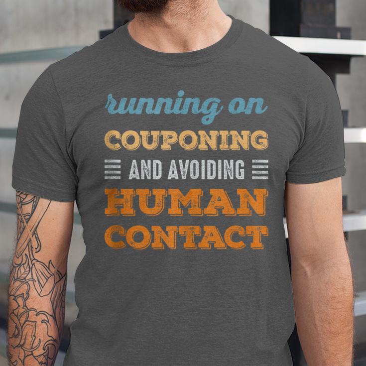 Running On Couponing Social Introvert Humor Vintage Unisex Jersey T-Shirt Running On Couponing Social Introvert Humor Vintage Unisex Jersey T-Shirt