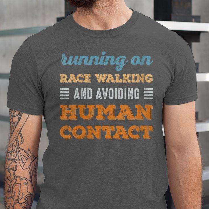 Running On Race Walking Social Introvert Humor Vintage Unisex Jersey T-Shirt