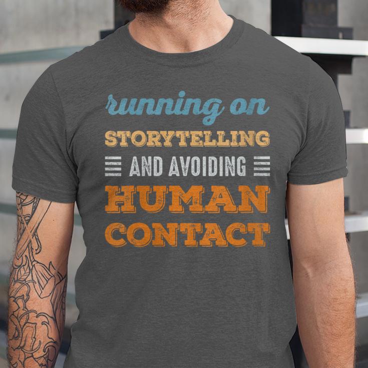 Running On Storytelling Social Introvert Humor Vintage Unisex Jersey T-Shirt Running On Storytelling Social Introvert Humor Vintage Unisex Jersey T-Shirt