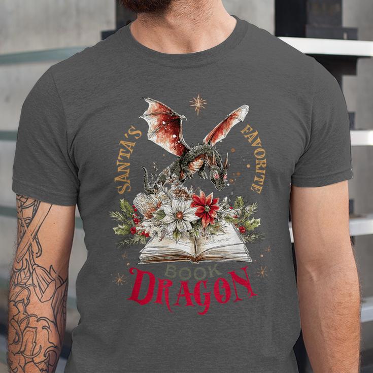 Santa's Favorite Book Dragon Christmas Magic Unisex Jersey T-Shirt