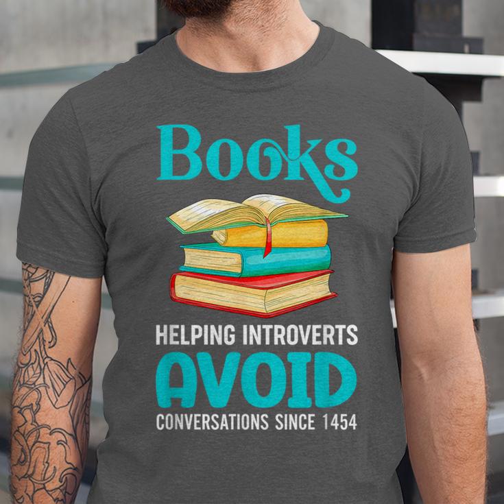 Sarcastic Books Anti Social Introvert Book Conversation Unisex Jersey T-Shirt Sarcastic Books Anti Social Introvert Book Conversation Unisex Jersey T-Shirt