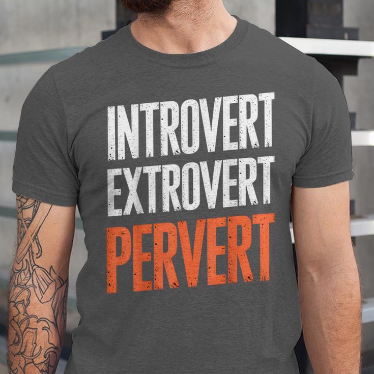 Sarcastic Introvert Extrover Pervert Unisex Jersey T-Shirt Sarcastic Introvert Extrover Pervert Unisex Jersey T-Shirt