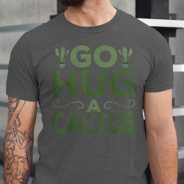 Sassy Saying Go Hug Cactus Introverts Sassy Quote No Hugs Unisex Jersey T-Shirt