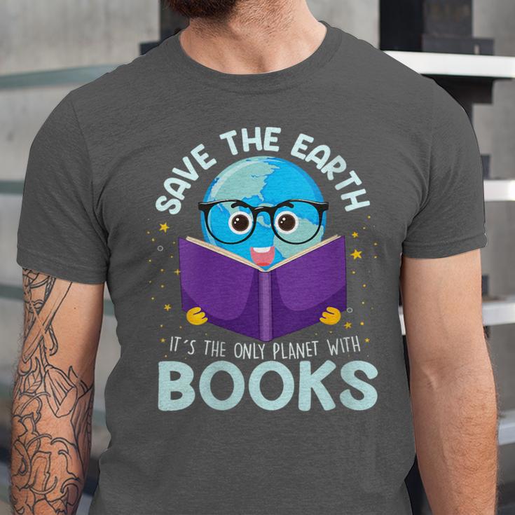 Save Earth It´s Only Planet With Books Reader Earth Day Unisex Jersey T-Shirt Save Earth It´s Only Planet With Books Reader Earth Day Unisex Jersey T-Shirt