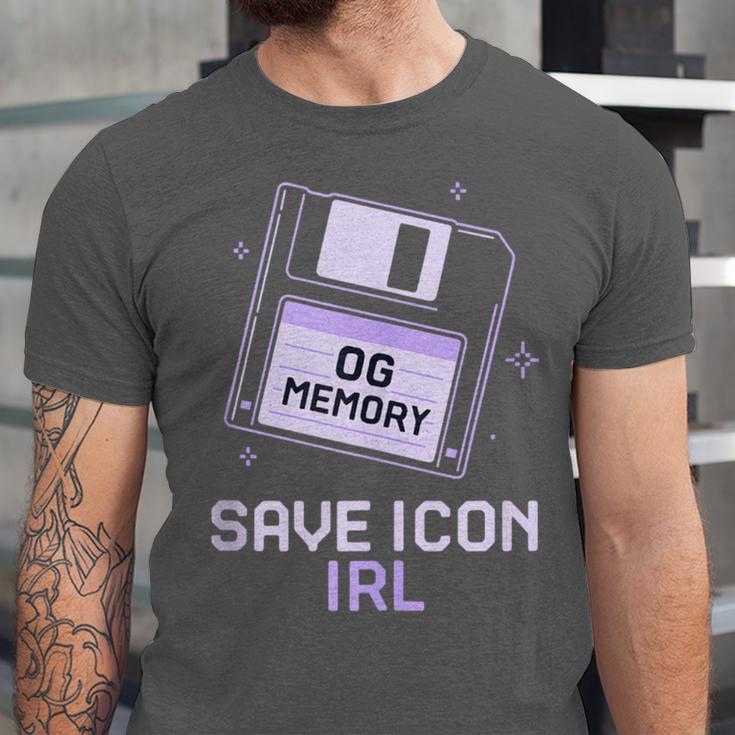 Save Icon IRL Retro Tech Humor Floppy Disk 90s Nostalgia Unisex Jersey T-Shirt