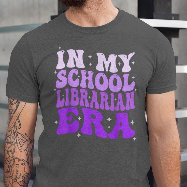 In My School Librarian Era Groovy Back To School Book Lover Unisex Jersey T-Shirt