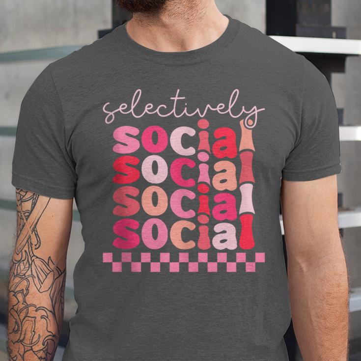 Selectively Social Sarcastic Introvert Humor Unisex Jersey T-Shirt Selectively Social Sarcastic Introvert Humor Unisex Jersey T-Shirt
