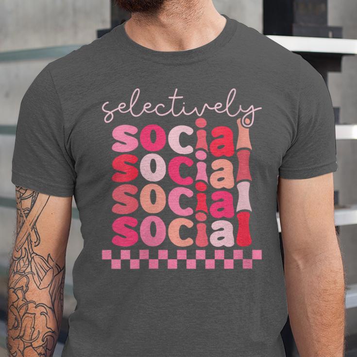 Selectively Social Sarcastic Introvert Humor Unisex Jersey T-Shirt