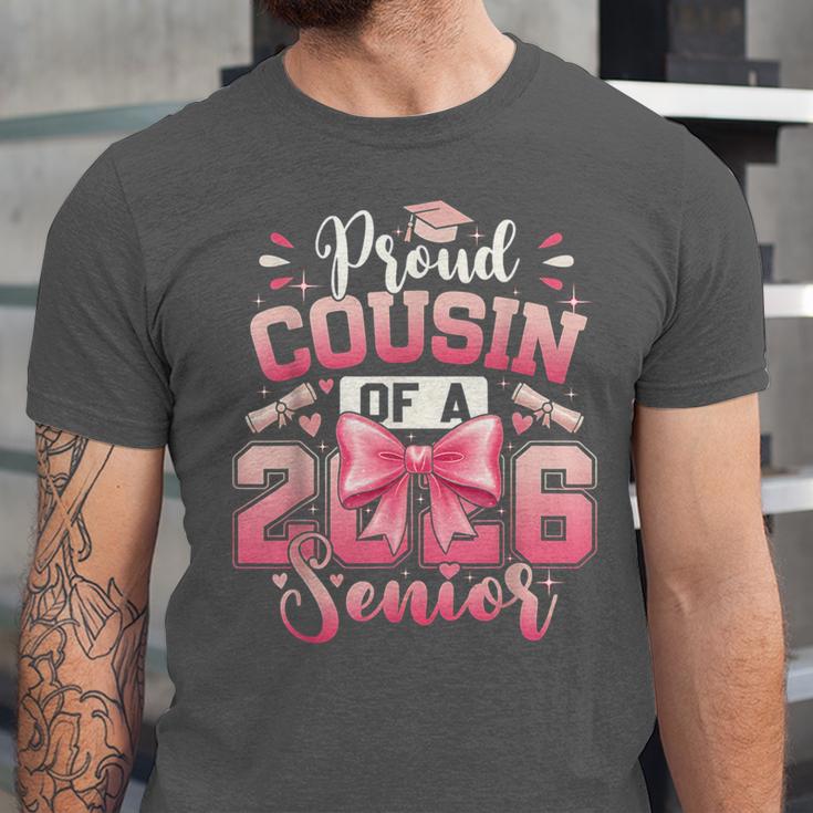 Senior 2026 Class Of 26 Coquette Pink Bow Graduation Cousin Unisex Jersey T-Shirt