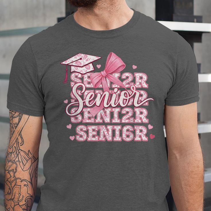 Senior 2026 Class Of 2026 Cute Coquette Pink Bow Graduation Unisex Jersey T-Shirt