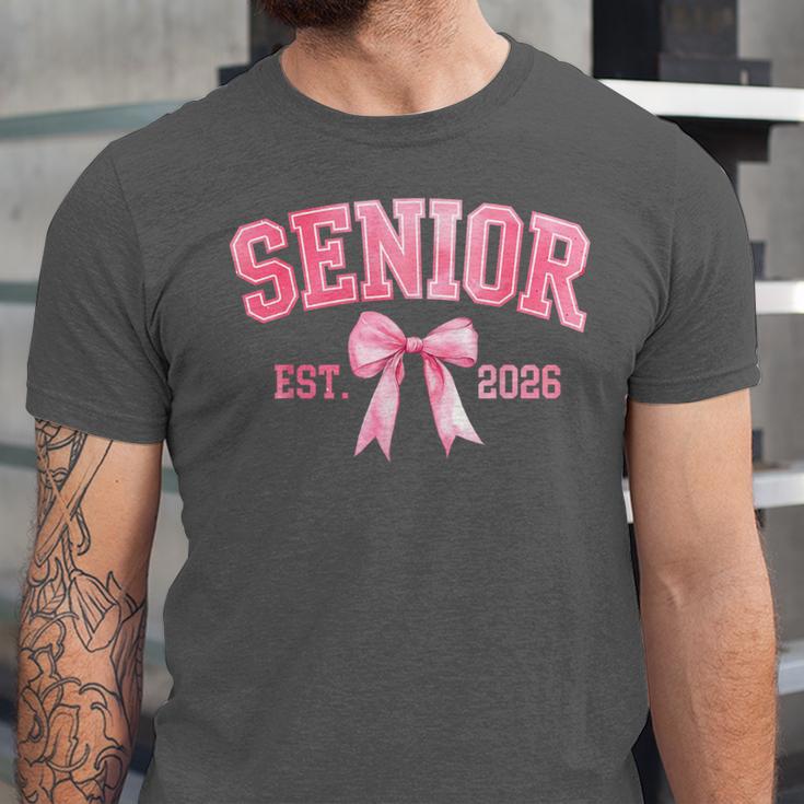 Senior 2026 Coquette Pink Bow Class Of 2026 Graduation Girls Unisex Jersey T-Shirt