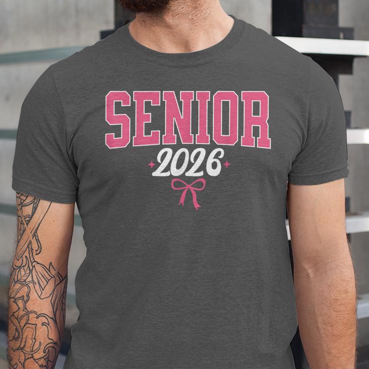 Senior 2026 Pink Coquette Bow Class Of 2026 Graduation Women Unisex Jersey T-Shirt
