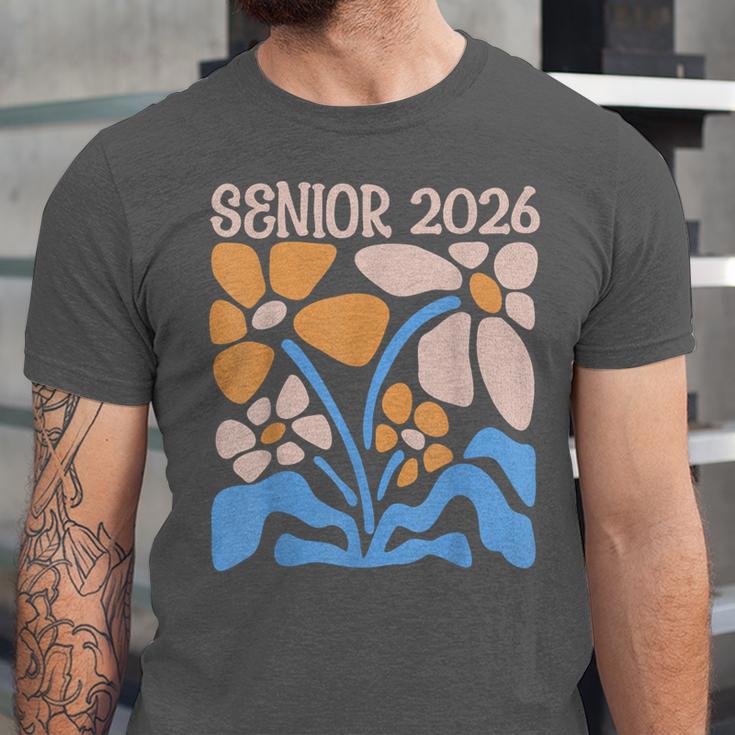 Senior 2026 Retro Groovy Flowers Graduation Unisex Jersey T-Shirt
