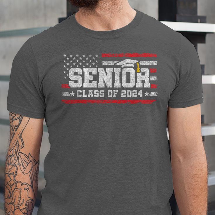 Senior Class 2024 Graduation American Flag Senior 2024 For Women Men Unisex Jersey T-Shirt