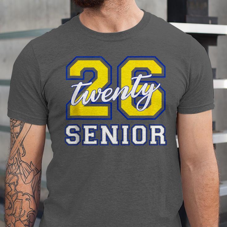 Senior Class 2026 Graduation Yellow Blue Letters Unisex Jersey T-Shirt
