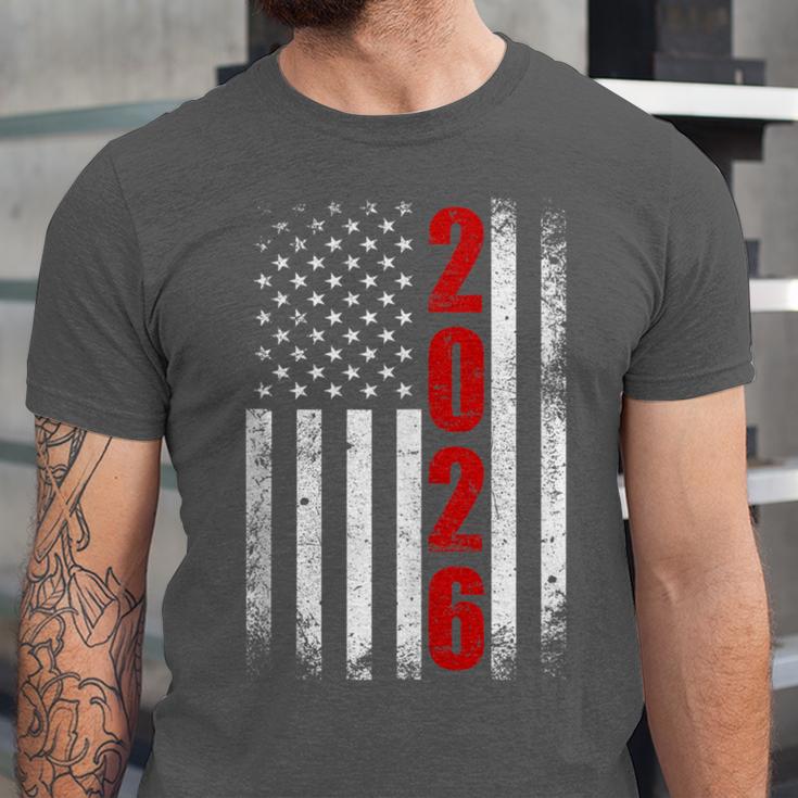 Senior Class Of 2026 Patriotic American USA Flag Graduation Unisex Jersey T-Shirt