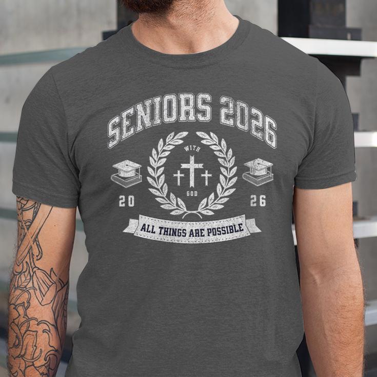 Seniors Class Of 2026 Christian Graduation Religious Grad Unisex Jersey T-Shirt