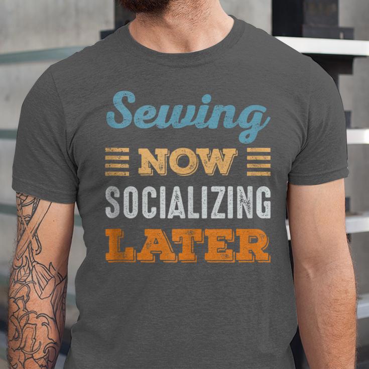 Sewing Now Minimal Socializing Introvert Vintage Unisex Jersey T-Shirt