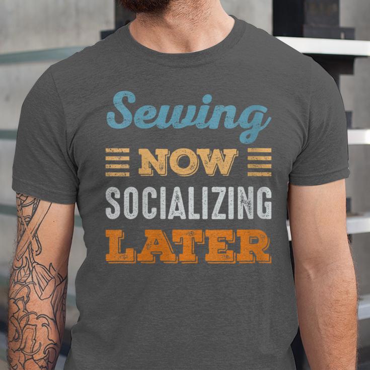Sewing Now Minimal Socializing Introvert Vintage Unisex Jersey T-Shirt